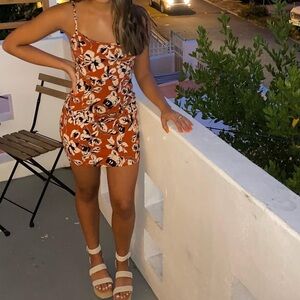 Free people - Floral Rust Orange Cami Mini Dress